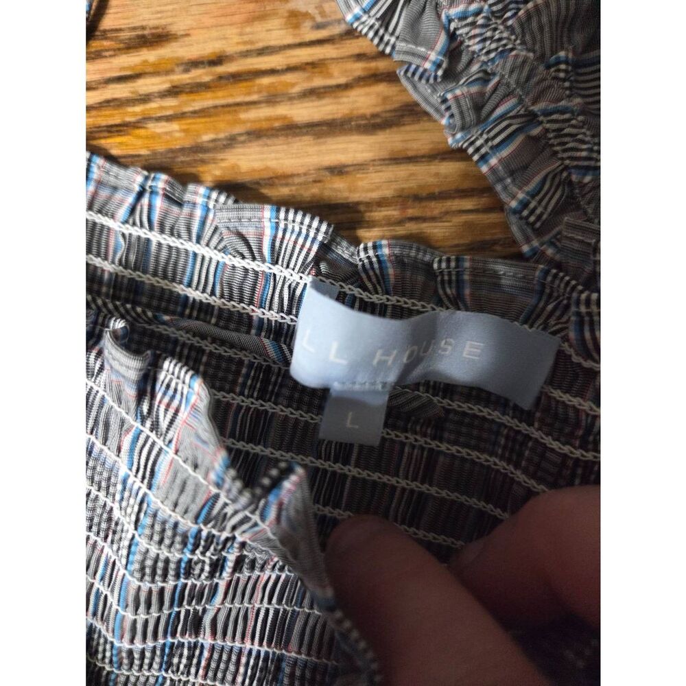 Hill House Athena Gray Blue Plaid Check Puff Slee… - image 6